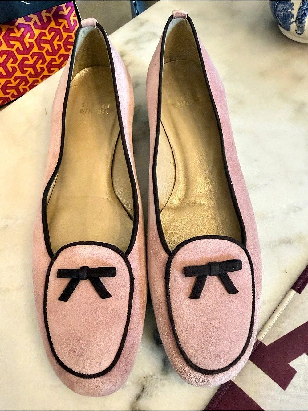 Stuart Weitzman Pink Bow Flats